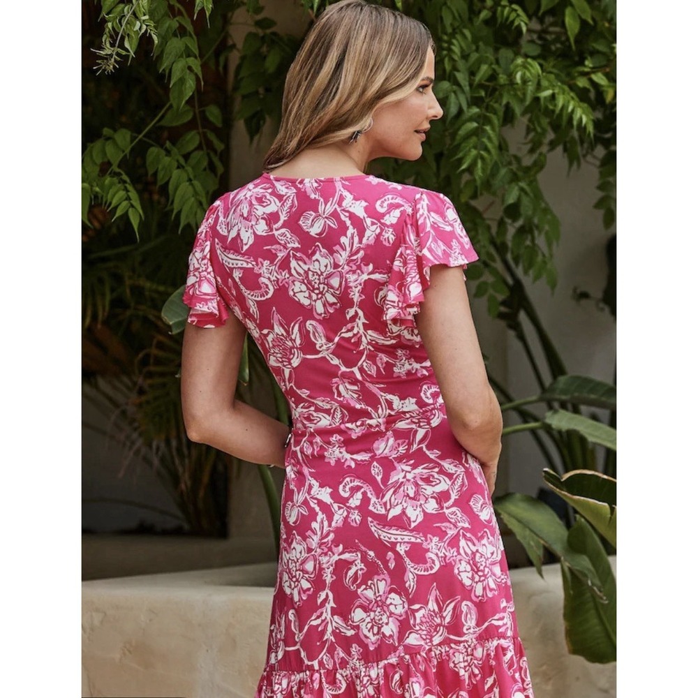 Smith & Quinn Pink White Floral l A-Line Dress Women's Large